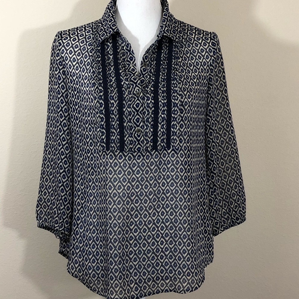 {LUCKY BRAND} - SHEER COMFY TOP / BLOUSE = B1 - Picture 2 of 7